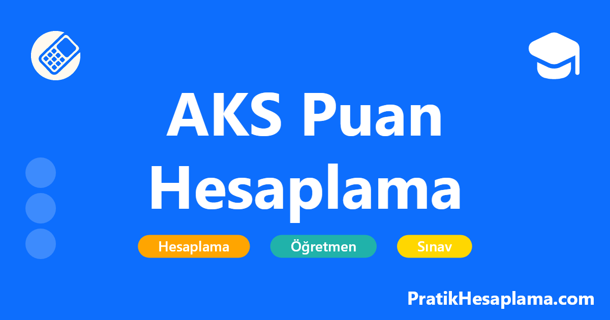 AKS Puan Hesaplama hesaplama - AKS (Adaylık Kaldırma Sınavı) puan hesaplama aracı ile doğru ve yanlış sayılarınızı girerek sınav sonucunuzu kolayca hesaplayabilirsiniz.