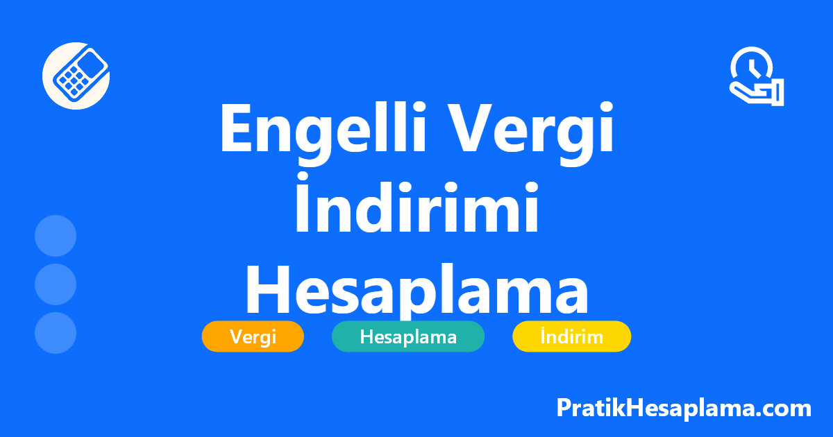 Engelli Vergi İndirimi Hesaplama hesaplama - 2025 yılı güncel engelli vergi indirimi hesaplama aracı. Engelli vergi indirimi tutarlarını, ÖTV, MTV muafiyeti ve maaşa yansımasını kolayca hesaplayın.