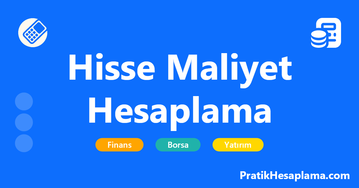 Hisse Maliyet Hesaplama hesaplama - Hisse senedi alım maliyetlerinizi hesaplayın. Ortalama maliyet, toplam tutar ve lot sayısı gibi detaylı bilgileri kolayca öğrenin. Ücretsiz hesaplama aracı.