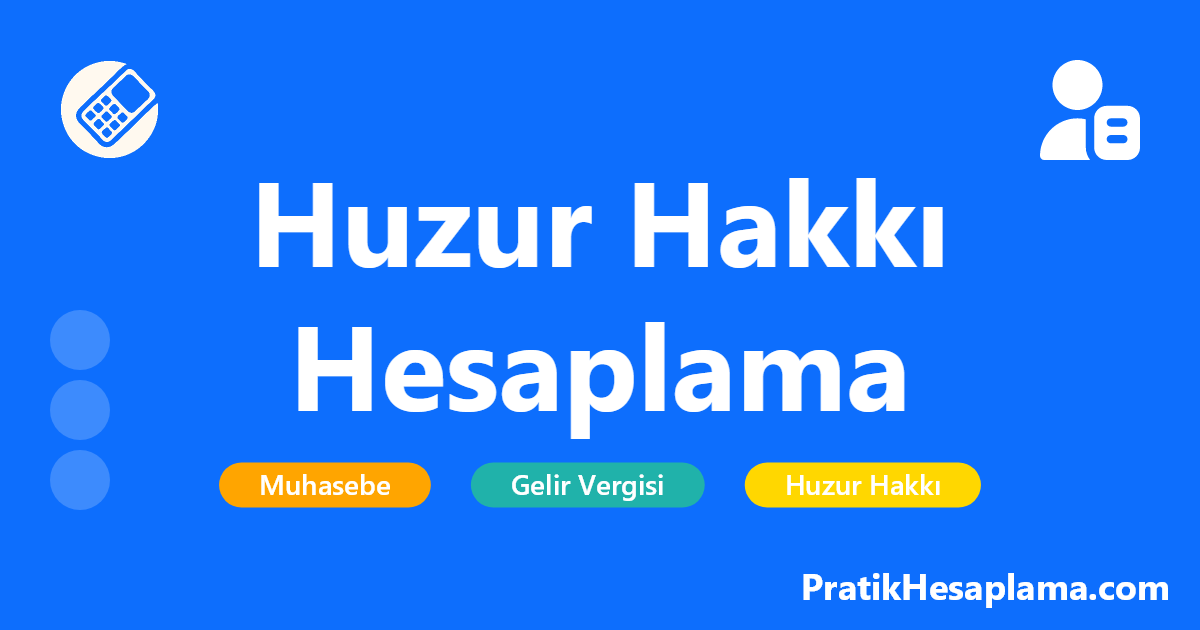 Huzur Hakkı Hesaplama hesaplama - 2025 yılı güncel vergi oranları ile huzur hakkı hesaplama aracı. Brüt tutardan gelir vergisi ve damga vergisi kesintilerini hesaplayarak net huzur hakkı tutarını öğrenin.