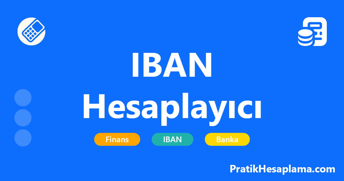 IBAN Hesaplayıcı hesaplama - Banka hesap numarasından IBAN oluşturun veya test amaçlı rastgele IBAN üretin. TCMB standartlarına uygun, 26 haneli Türkiye IBAN'ı oluşturma aracı.