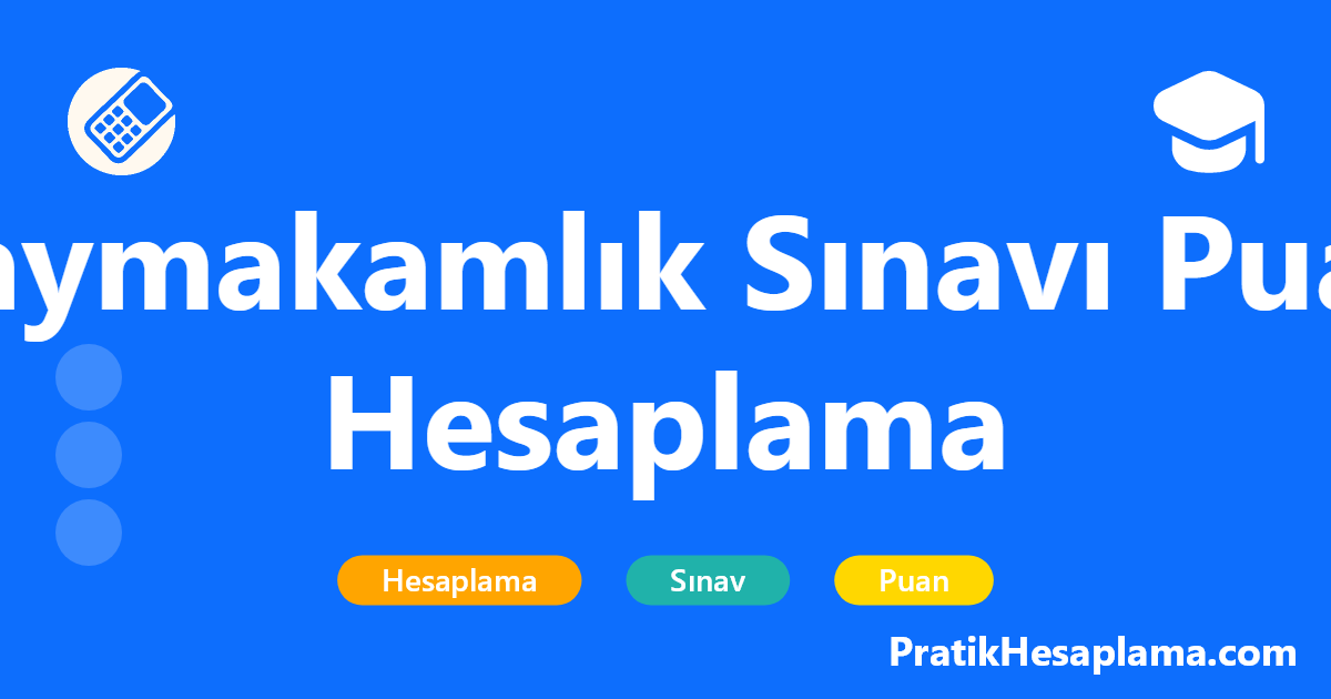 Kaymakamlık Sınavı Puan Hesaplama hesaplama - 2025 Kaymakamlık sınavı puan hesaplama aracı ile yazılı sınav, mülakat ve KPSS puanlarınızı hesaplayın. Güncel soru dağılımı ve değerlendirme sistemi.