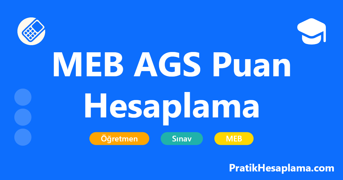 MEB AGS Puan Hesaplama hesaplama - 2025 MEB AGS (Akademi Giriş Sınavı) puan hesaplama aracı ile sınav sonucunuzu kolayca hesaplayın. Doğru, yanlış ve boş sayılarınızı girin, puanınızı öğrenin.