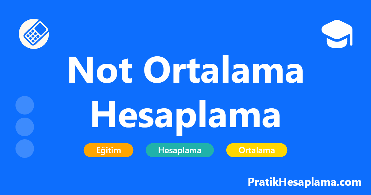 Not Ortalama Hesaplama hesaplama - Üniversite, lise ve ortaokul için not ortalama hesaplama aracı. GANO, AGNO, dönem sonu, yıl sonu ve genel not ortalaması hesaplayın.