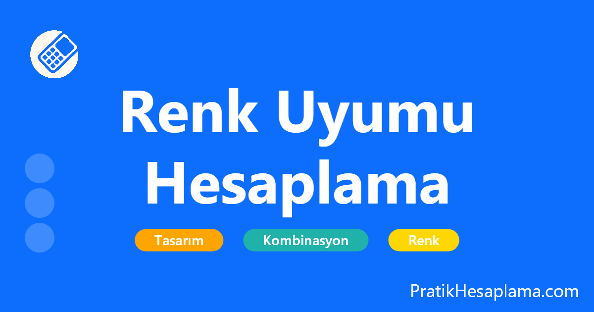 Renk Uyumu Hesaplama hesaplama - Diğer - PratikHesaplama.com Renk Uyumu Hesaplama hesaplama - Renk uyumu hesaplama aracı ile tasarımlarınız için mükemmel renk kombinasyonları oluşturun. Hex, RGB ve HSV renk kodlarını kullanarak uyumlu renkler bulun.