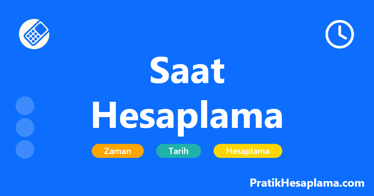 Saat Hesaplama hesaplama - İki tarih ve saat arasındaki farkı hesaplayın. Gün, saat, dakika ve saniye cinsinden zaman farkını öğrenin.