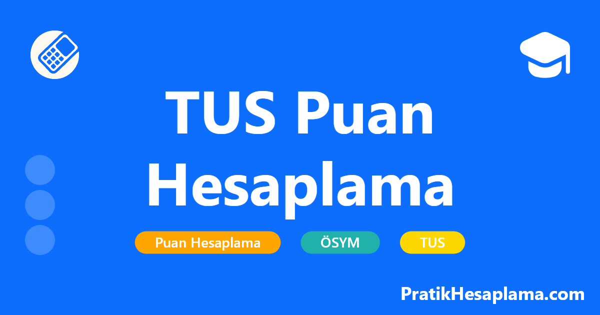 TUS Puan Hesaplama hesaplama - TUS (Tıpta Uzmanlık Sınavı) puanınızı hesaplamak için temel ve klinik bilimler test sonuçlarınızı girin. Güncel katsayılarla doğru hesaplama yapın.